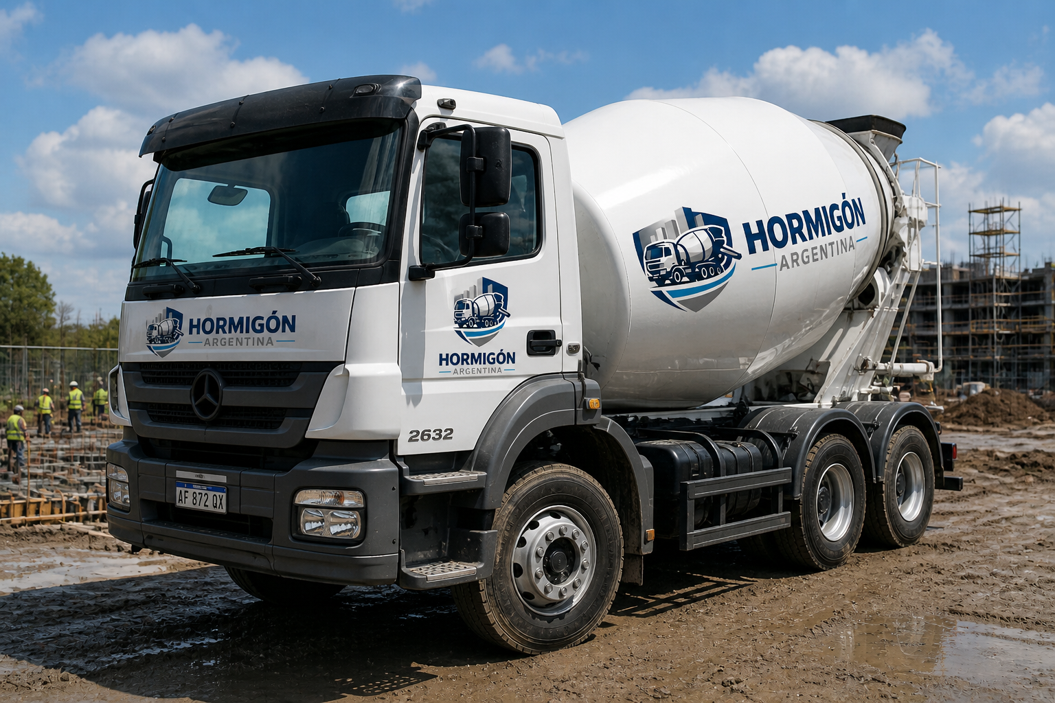 Camión mixer de Hormigón Argentina en obra